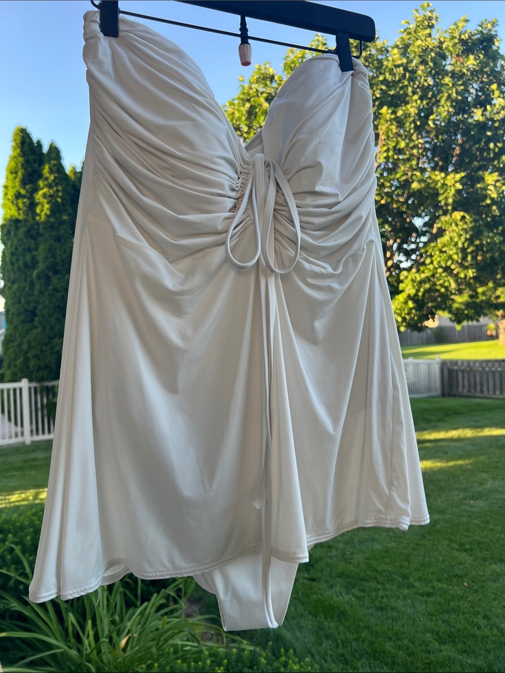 Lands' End White Swim Dress with Tie Detail